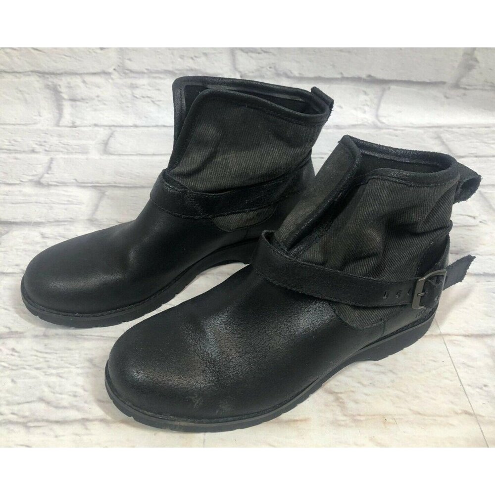 The North Face Ballard Black Leather Buckle Strap Booties Boots Womens 7 (k3k)